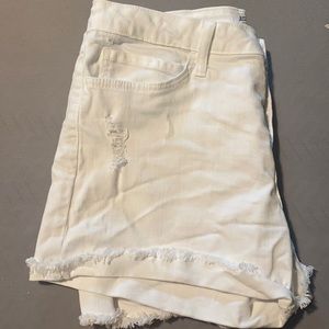 Just Black, white distressed denim shorts